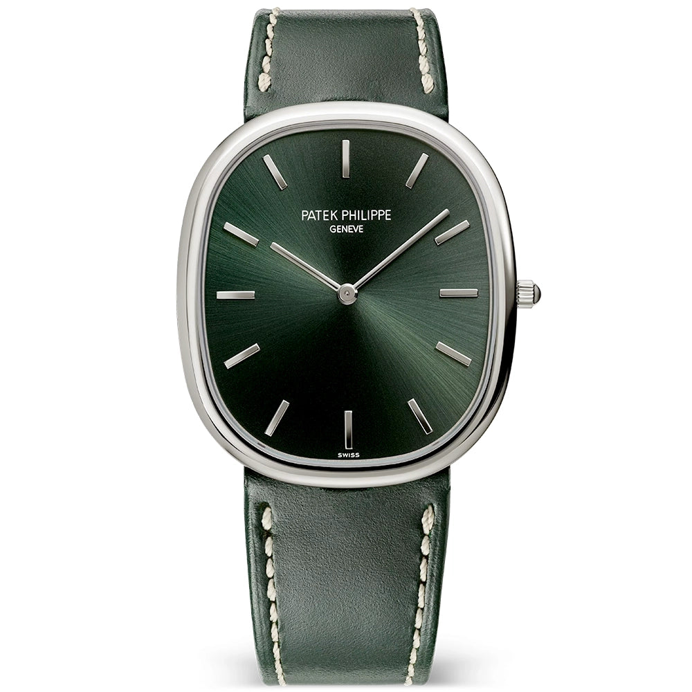 Patek Philippe Golden Ellipse 18ct White Gold Olive Green Dial Mens Watch - Berry's Jewellers