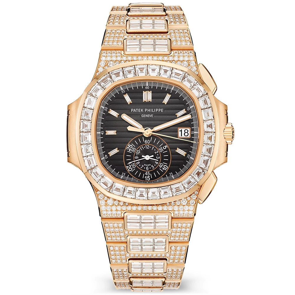 Nautilus Haute Joallerie Flyback Chronograph 18ct Rose Gold Diamond Set Watch