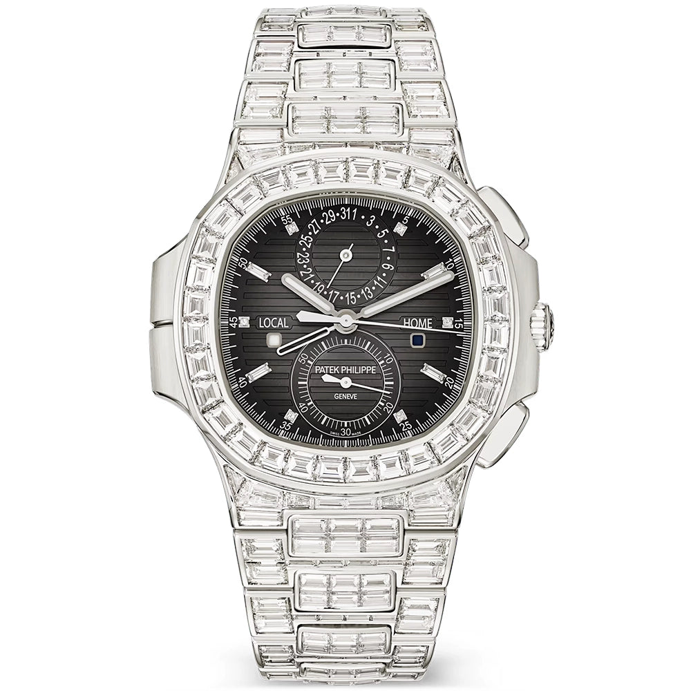 Nautilus Haute Joallerie Flyback Chronograph 18ct White Gold Diamond Set Mens Watch 5990/1400G-001