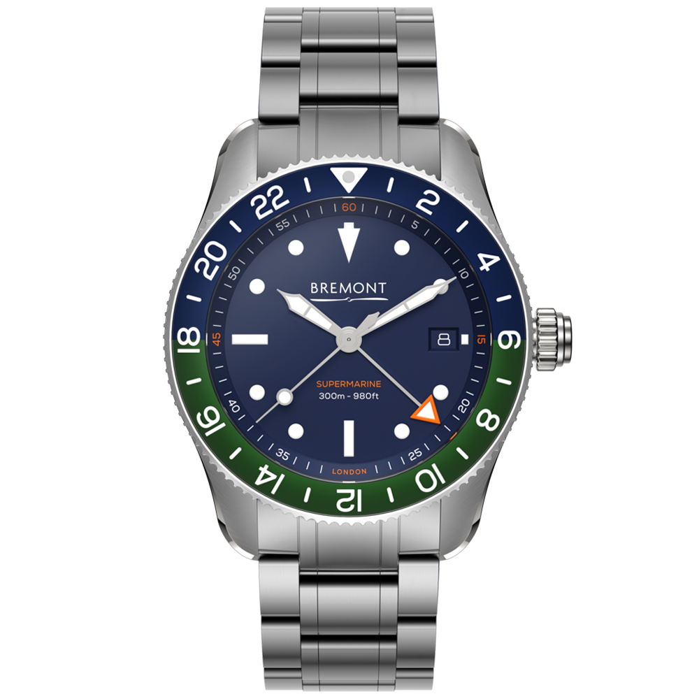 Supermarine S302 GMT Blue / Green Men's Bracelet Watch