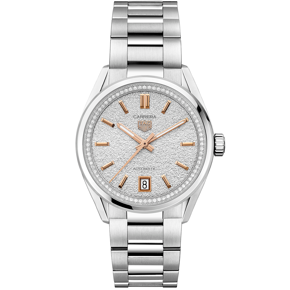 Carrera 36mm Silver/Rose Dial Diamond Set Automatic Watch