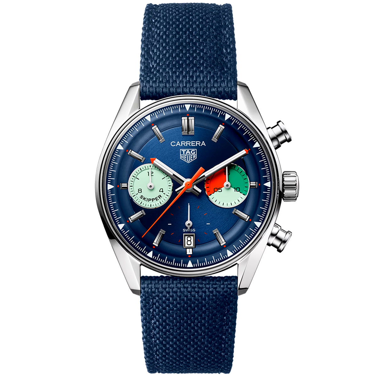 Carrera "Skipper" 39mm Blue Dial Automatic Chronograph Strap Watch
