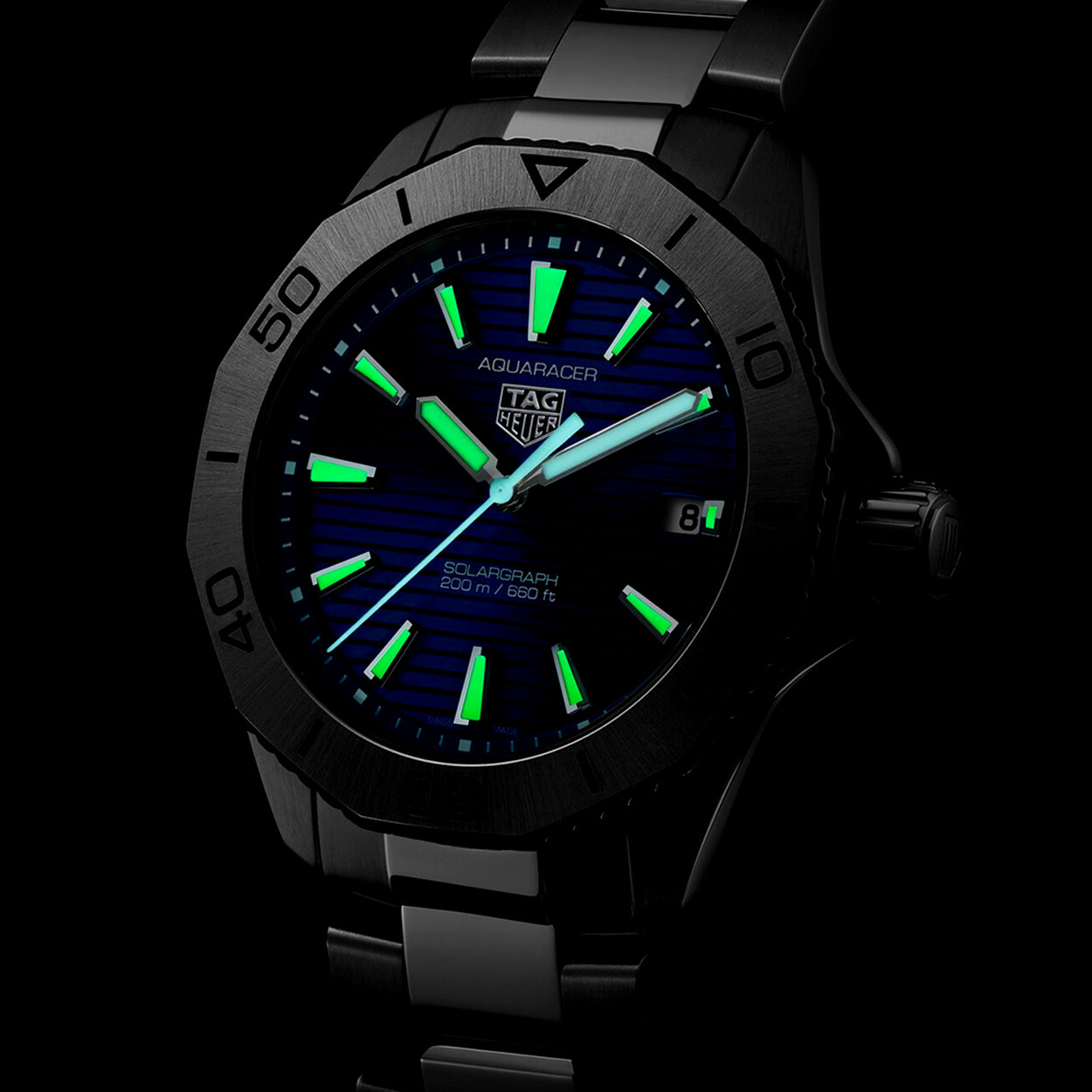 Aquaracer Professional 200 Solargraph 40mm Blue Dial Bracelet Watch