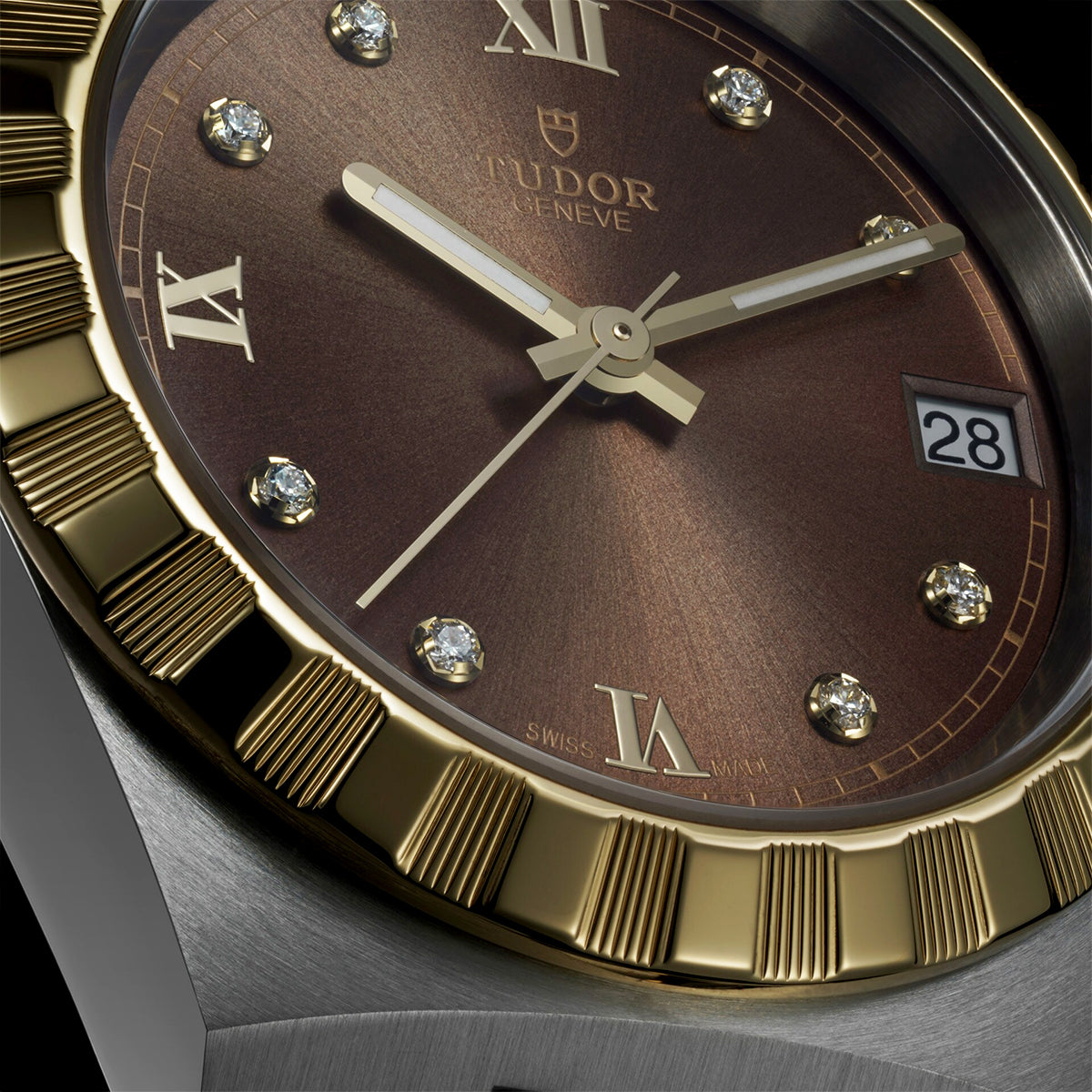 Royal 34mm Two-Tone Brown Diamond Dial Automatic Bracelet Watch