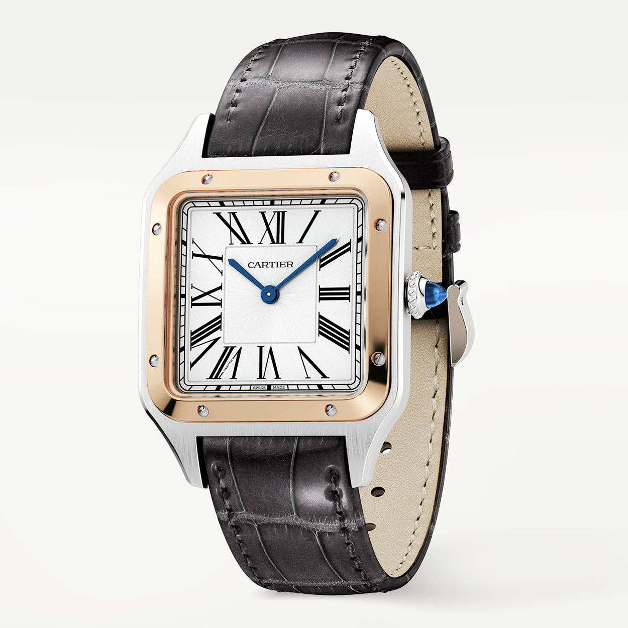 Santos-Dumont Large & 18ct Pink Gold Steel Strap Watch