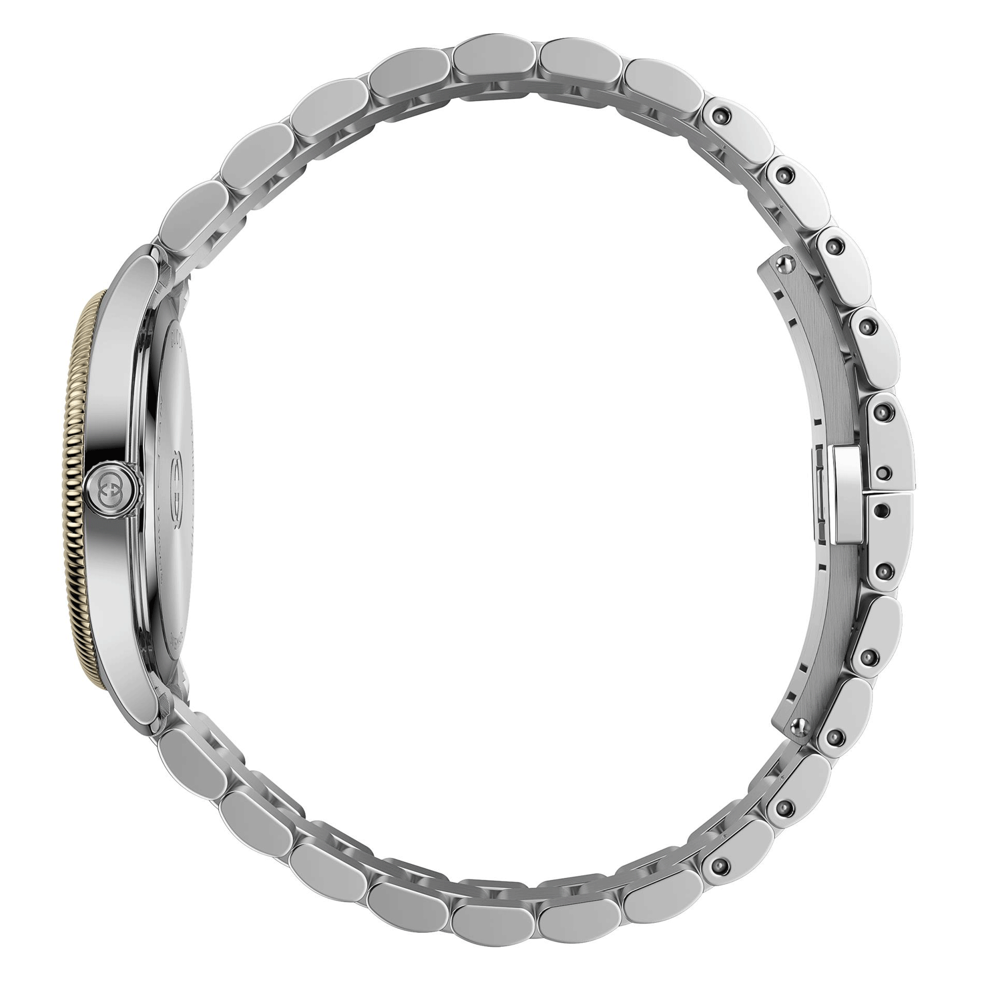 G-Timeless Quartz 29mm Stainless Steel Silver Dial Gold Plated Bezel Bracelet Watch