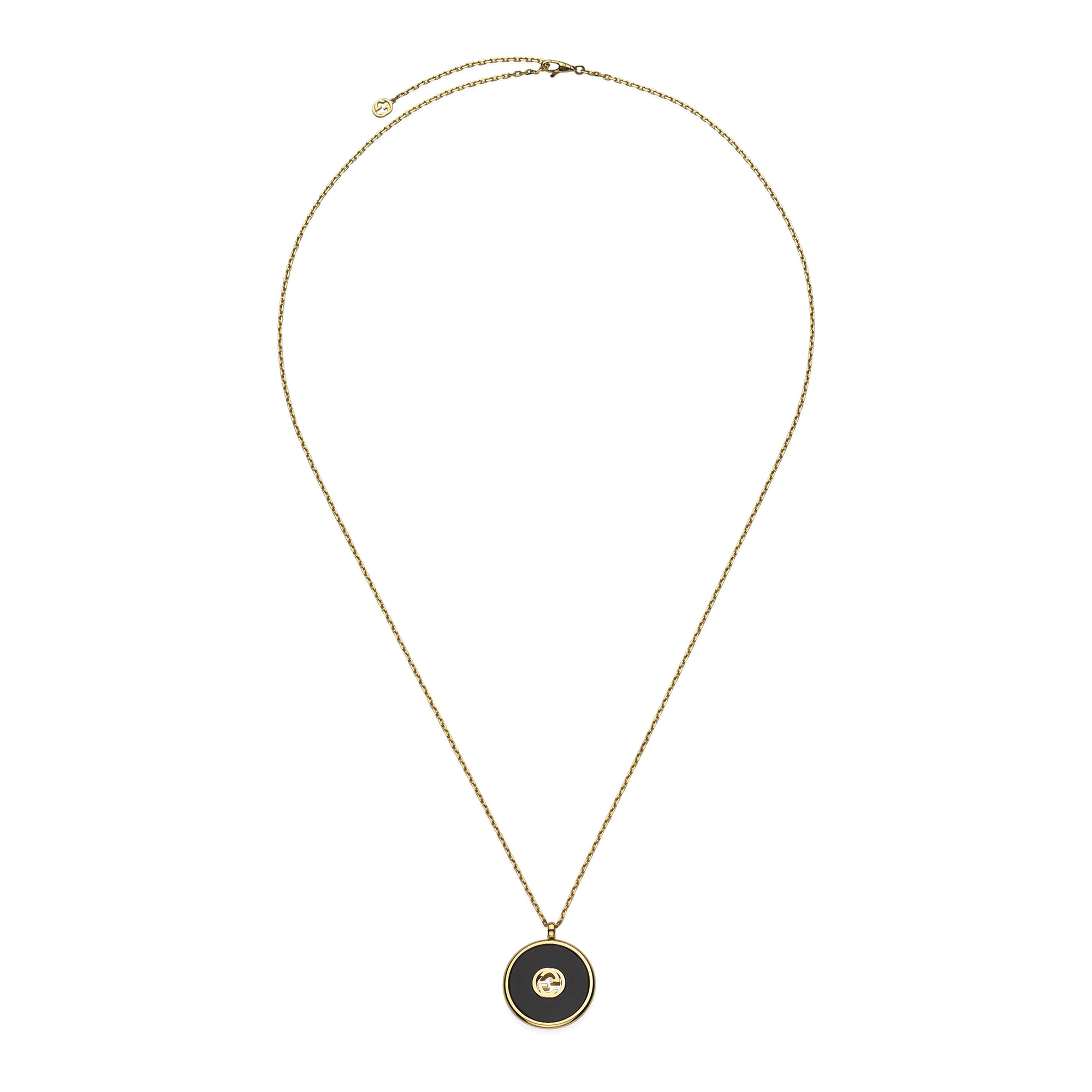 Interlocking 18ct Yellow Gold Black Onyx Necklace