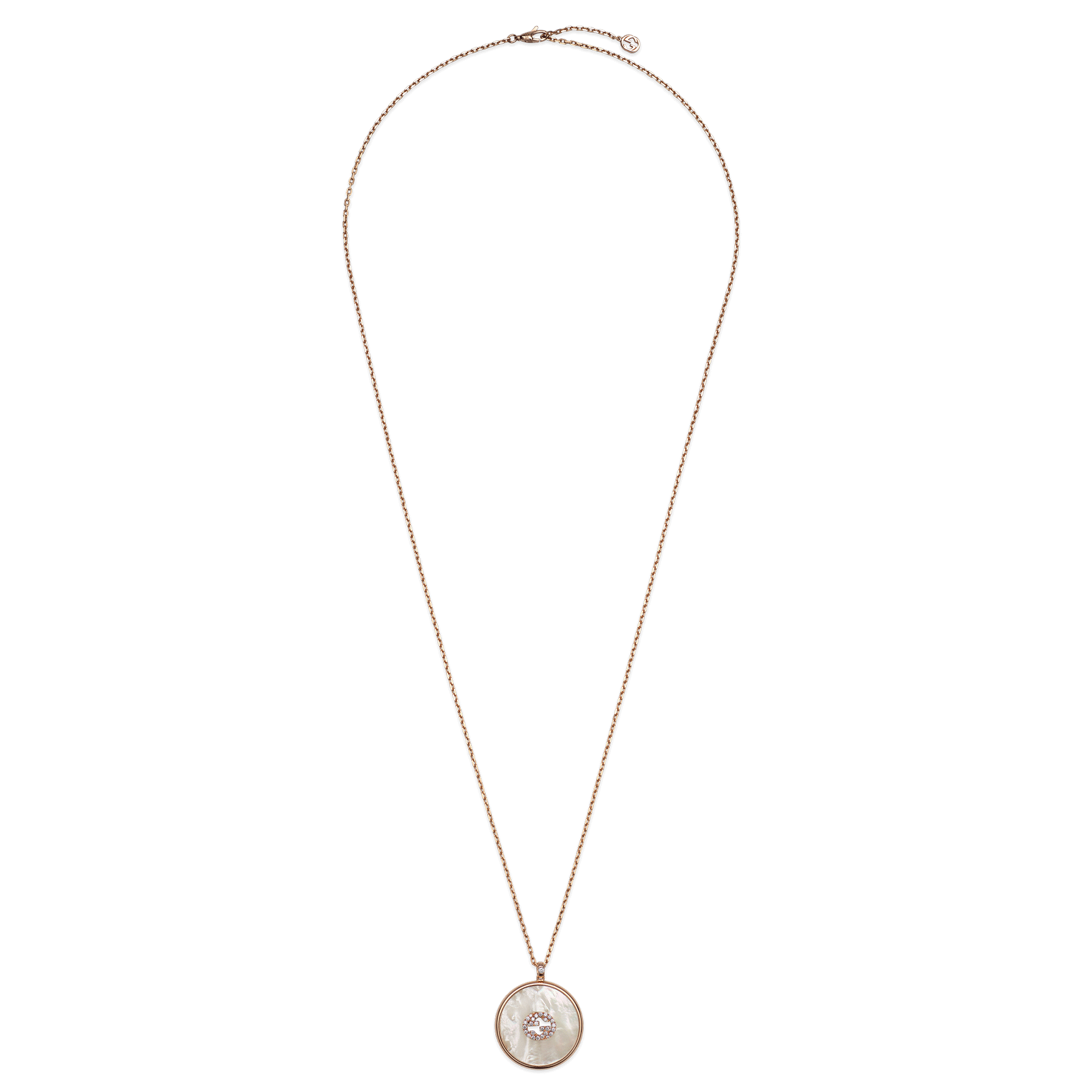 Interlocking 18ct Rose Gold Mother Of Pearl And Diamond Necklace