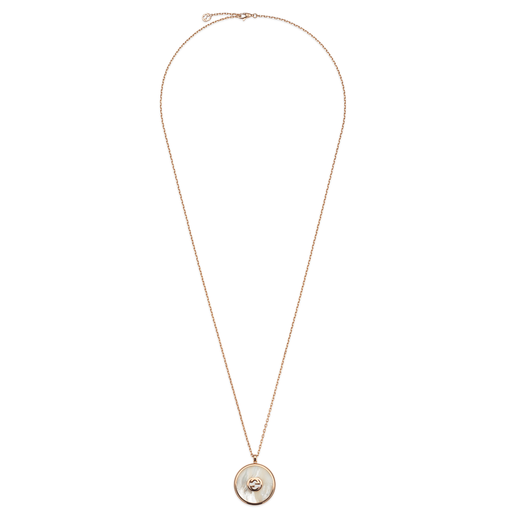 Interlocking 18ct Rose Gold Mother Of Pearl And Diamond Necklace