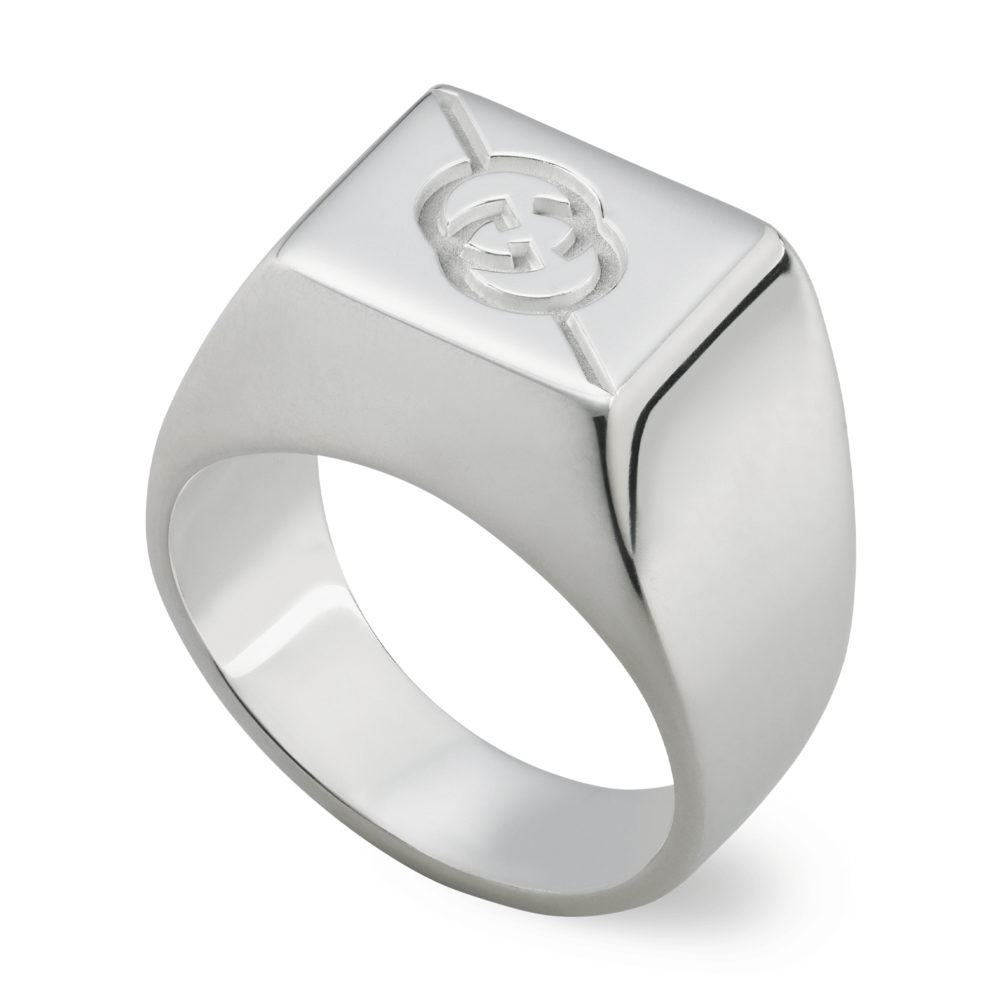 Tag Sterling Silver Square With Interlocking G Logo Signet Ring
