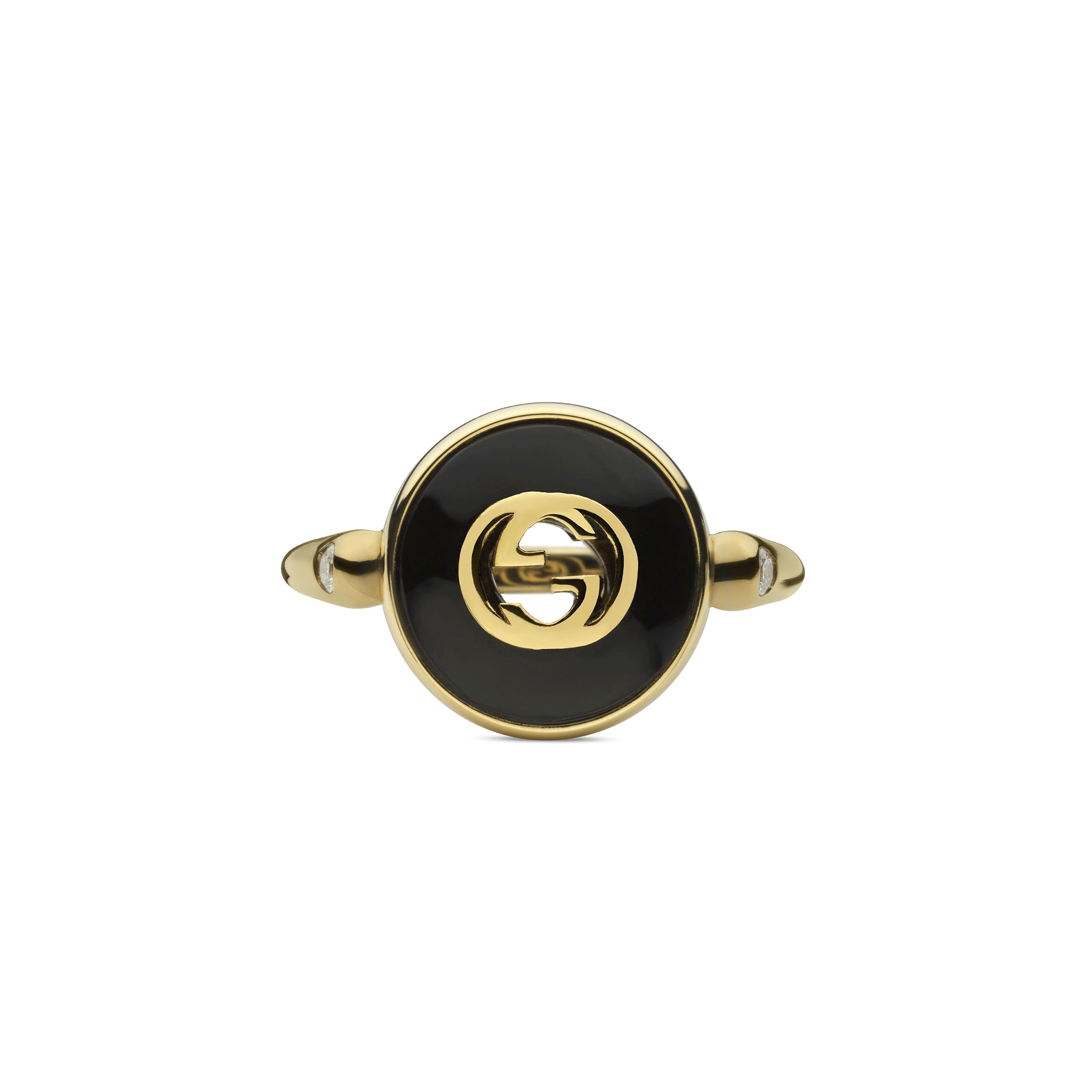 Interlocking 18ct Yellow Gold Black Onyx Ring