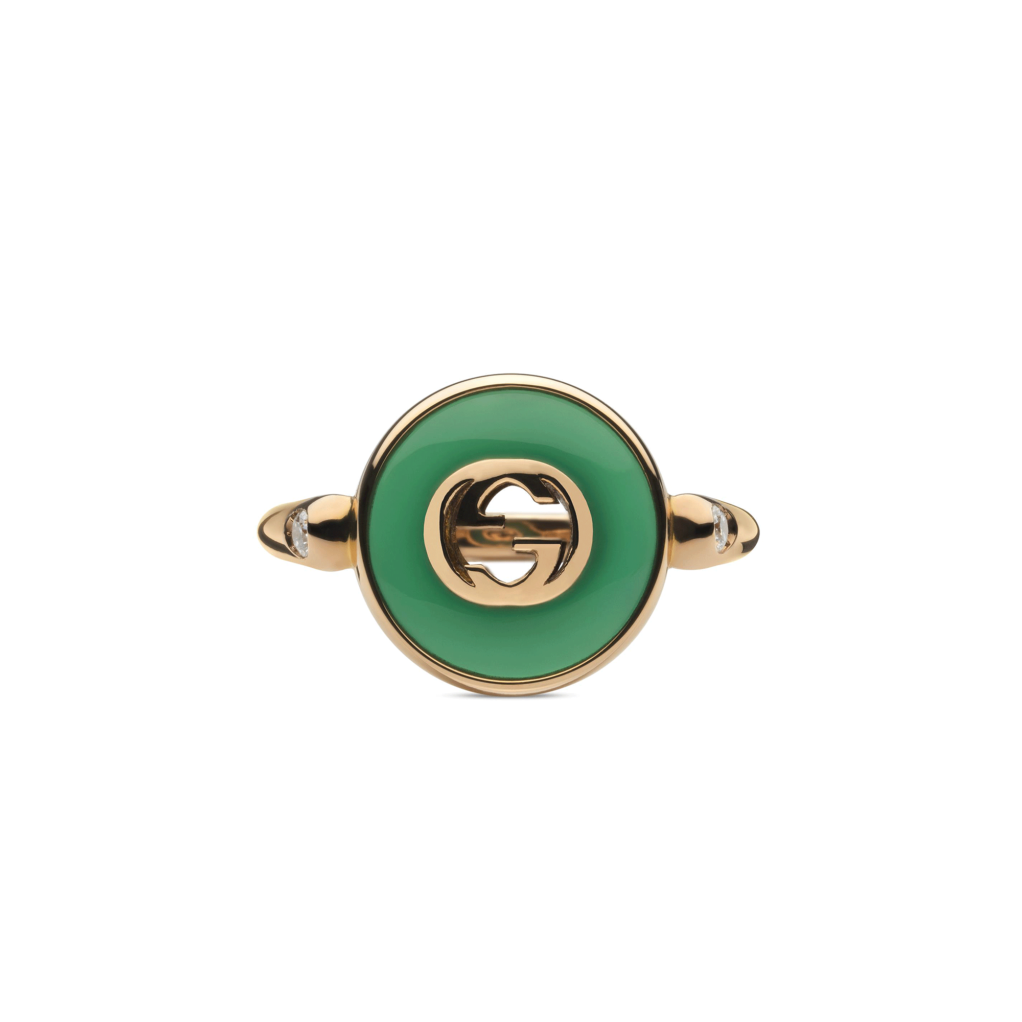 Interlocking 18ct Rose Gold Green Agate Ring