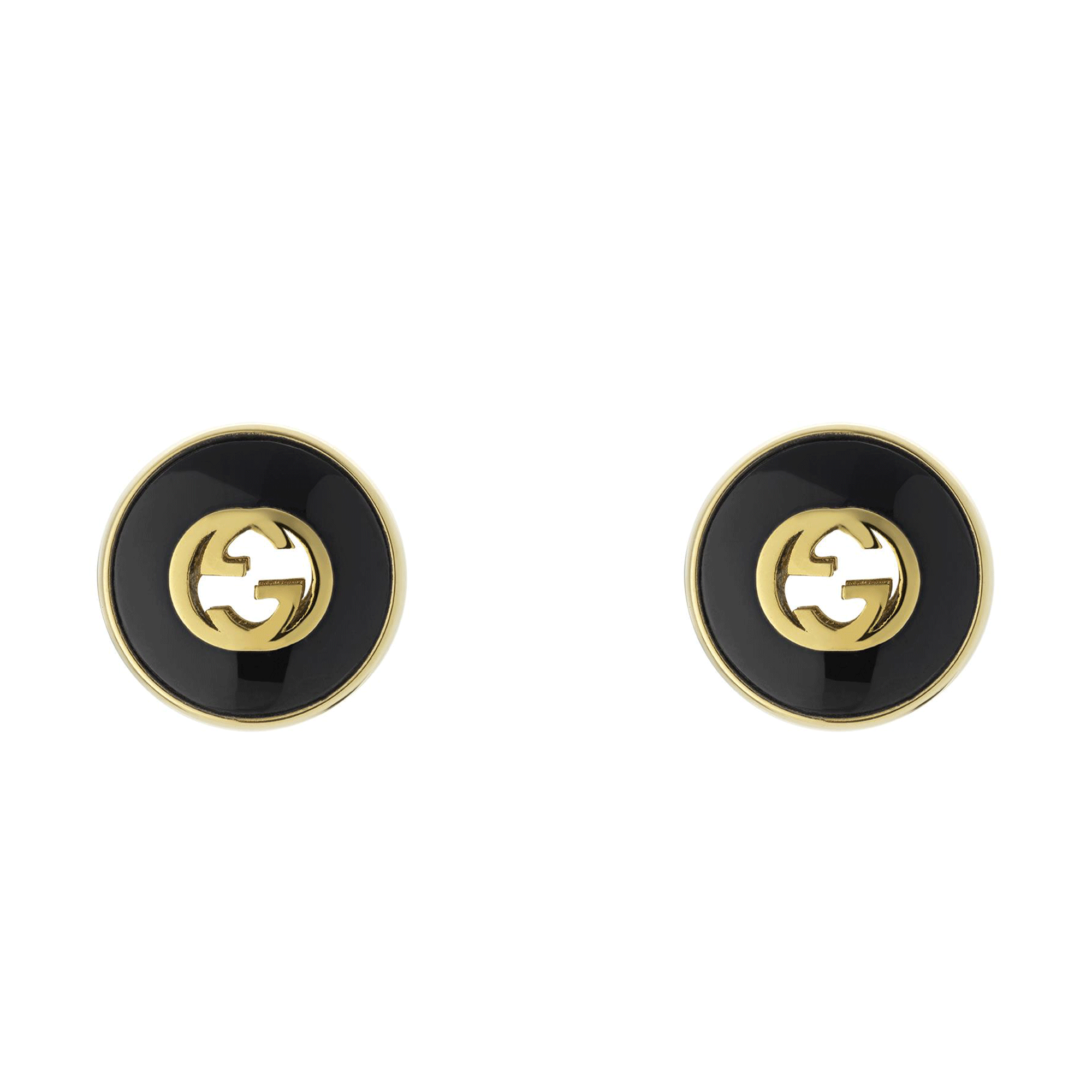 Interlocking 18ct Yellow Gold And Black Onyx Stud Earrings