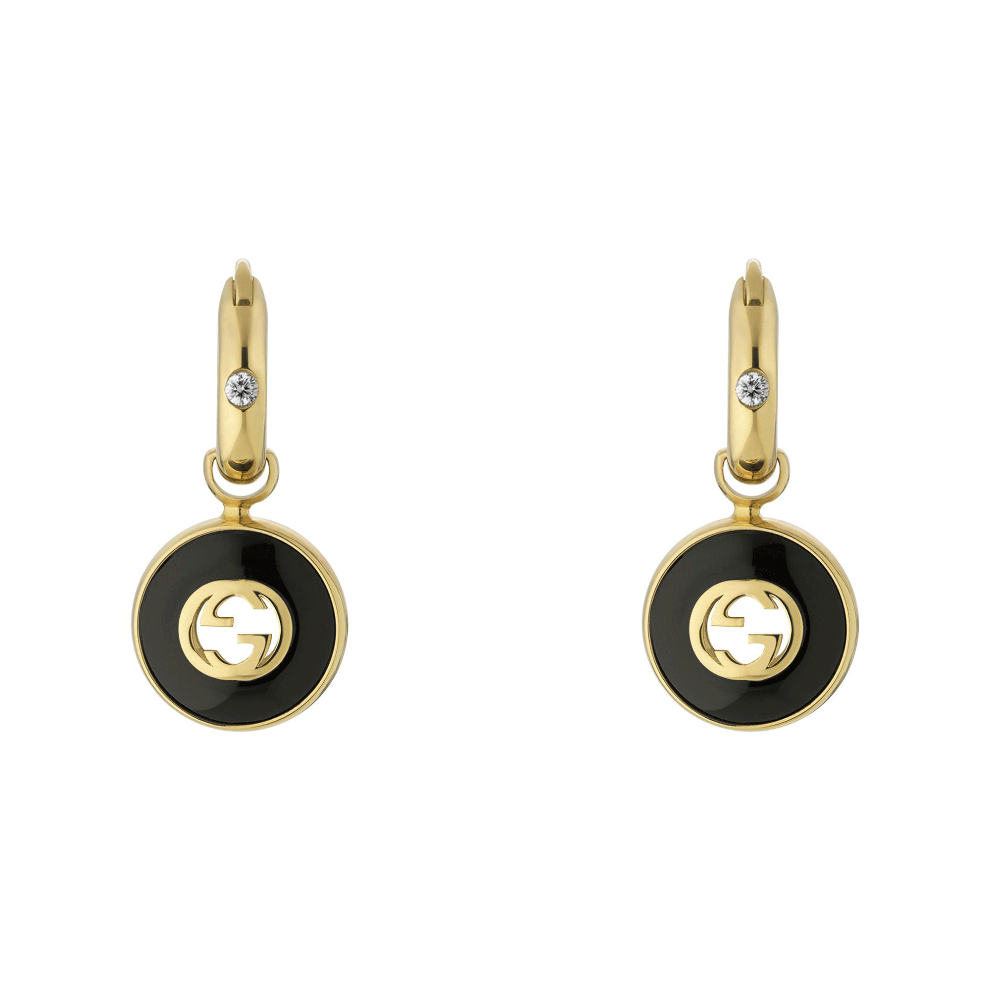 Interlocking 18ct Yellow Gold Black Onyx Drop Earrings