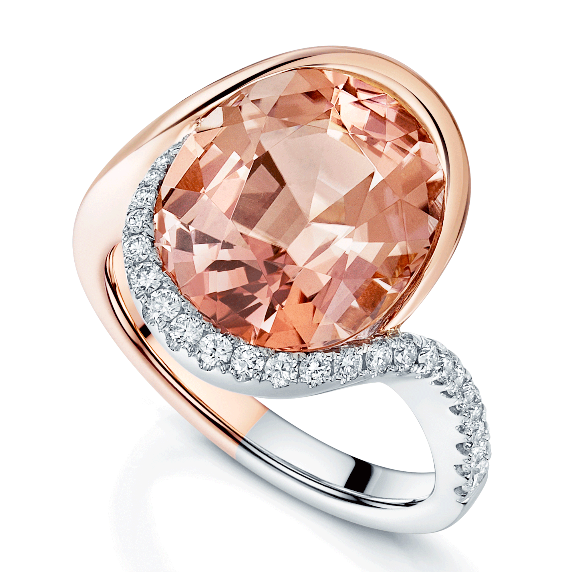 Tresor Collection - Pink Tourmaline with Diamond Pave All Round In 18k Yellow Gold main image 0
