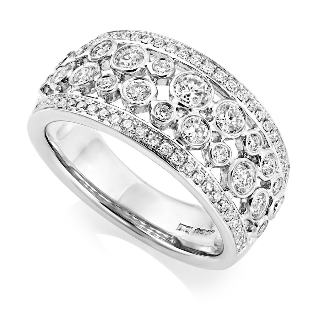 18ct White Gold Set 4 Row Brilliant & Pave Set Diamond Dress Ring 18ct White Gold Set 4 Row Brilliant & Pave Set Diamond Dress Ring