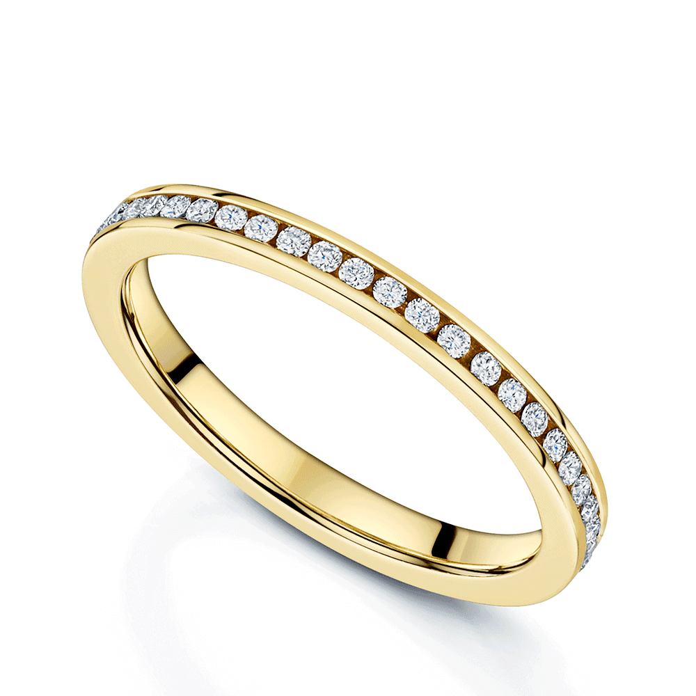 Full Channel Set 1.01ct Round Brilliant Cut Diamond 18ct Yellow Gold 3mm Ring main image 0