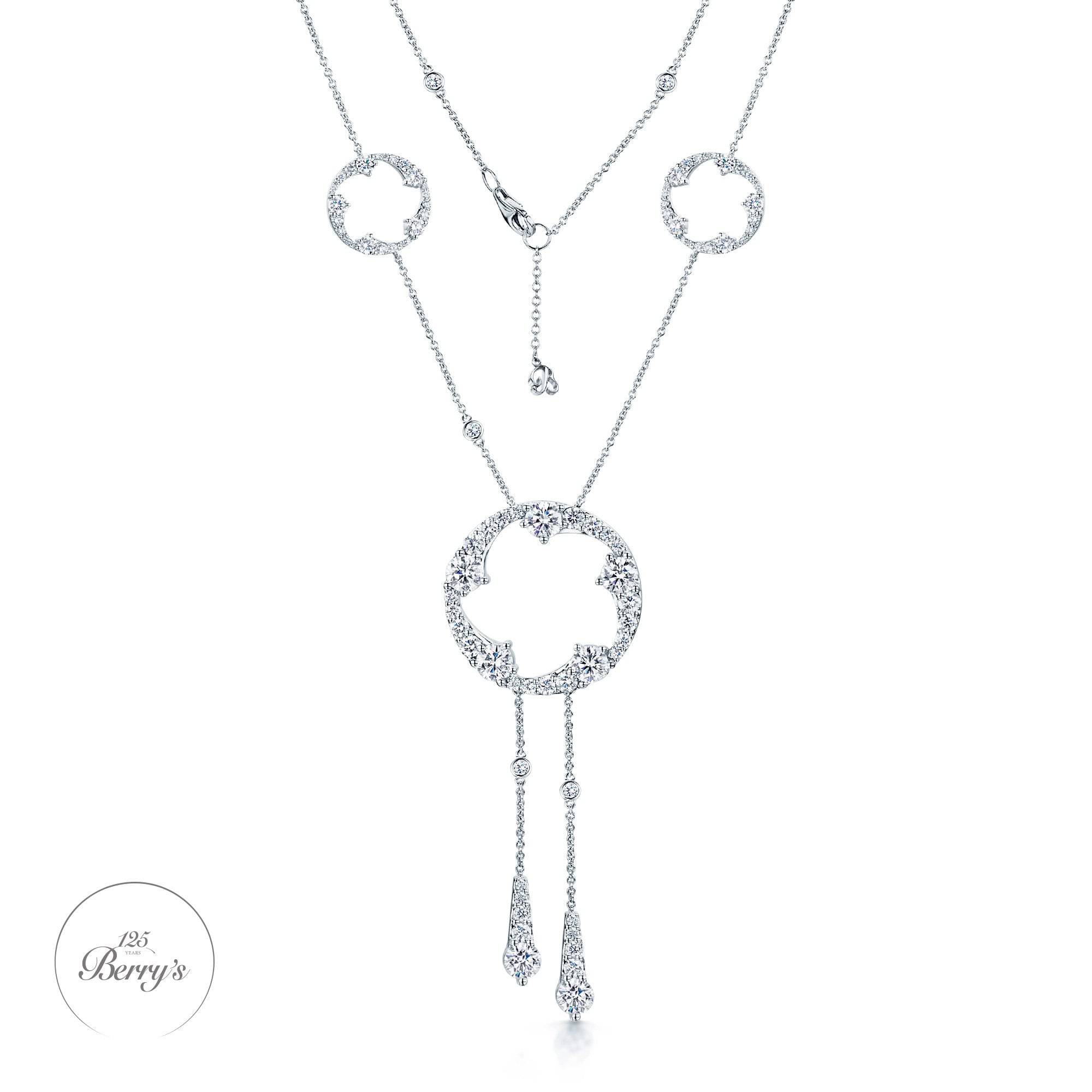 Berry's OPEIA Collection GIA Certificated 18ct White Gold Diamond Fancy Large Circle Sautoir Necklet - Berry's Jewellers