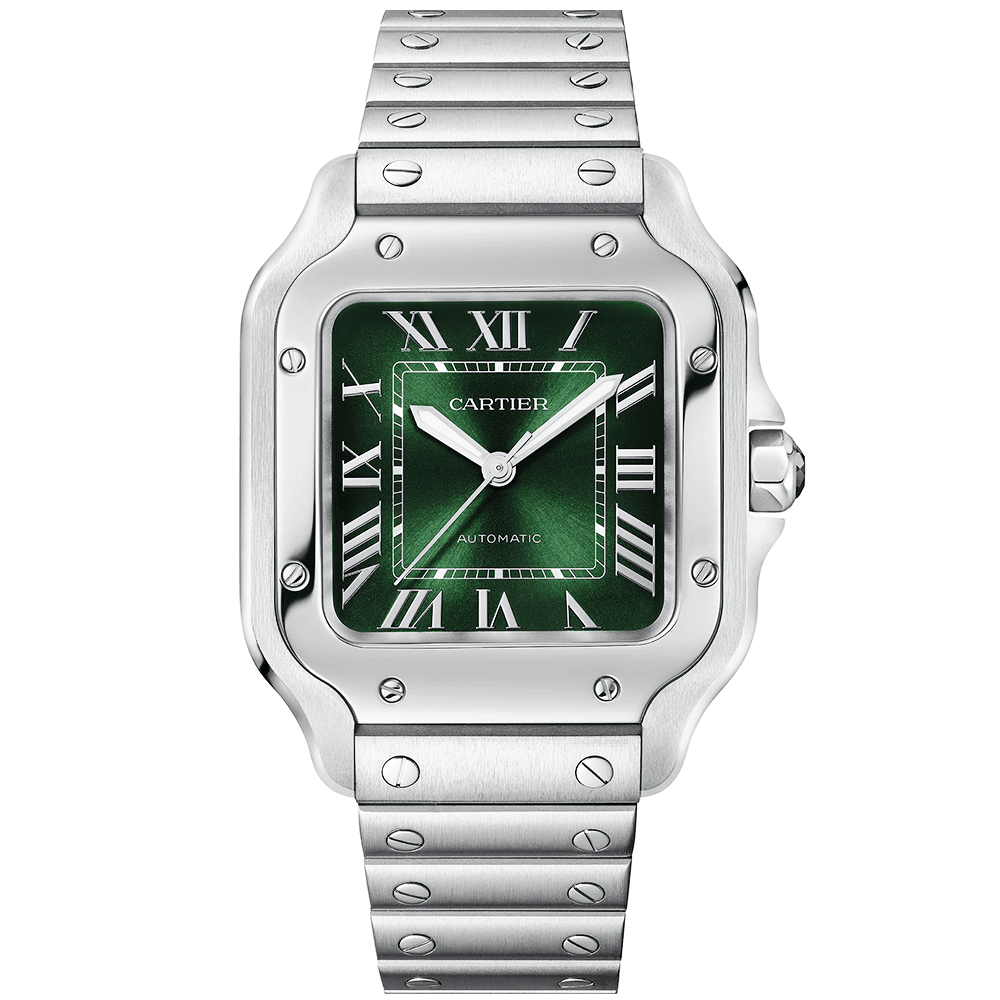 Cartier Santos Green Dial Medium Automatic Watch WSSA0061