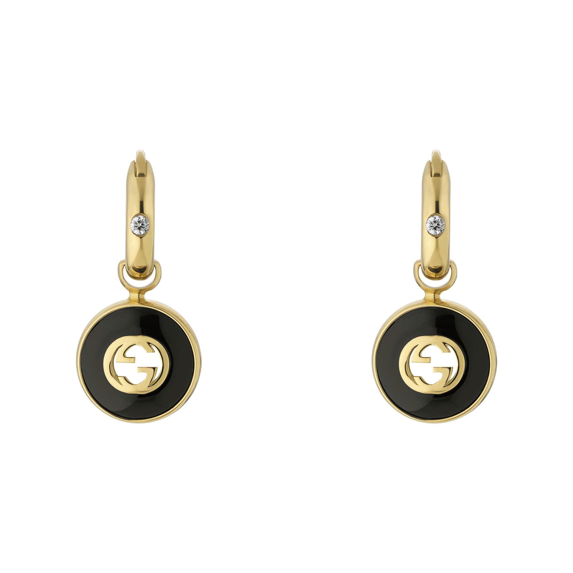 Gucci Interlocking 18ct Yellow Gold Black Onyx Drop Earrings Gucci Interlocking 18ct Yellow Gold Black Onyx Drop Earrings