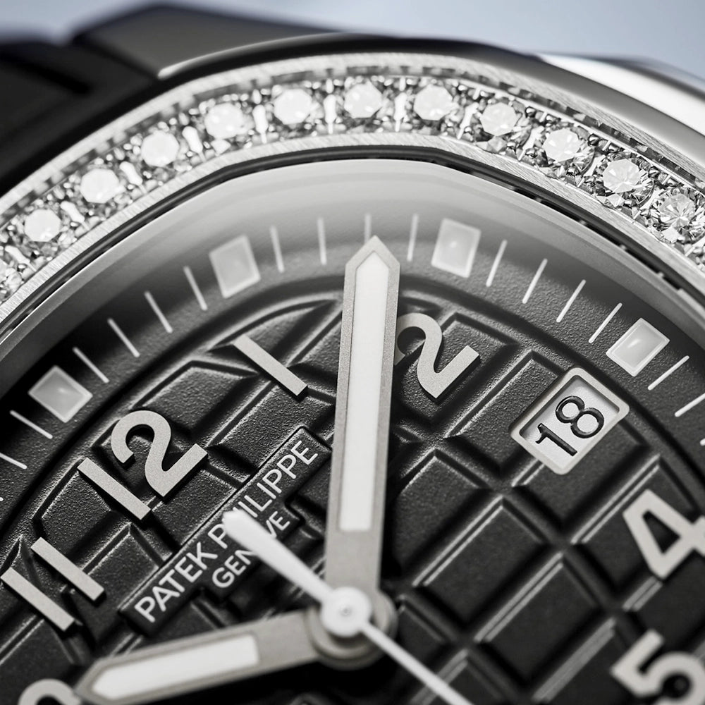 Aquanaut Luce 38.8mm Steel Black Dial Diamond Set Strap Watch