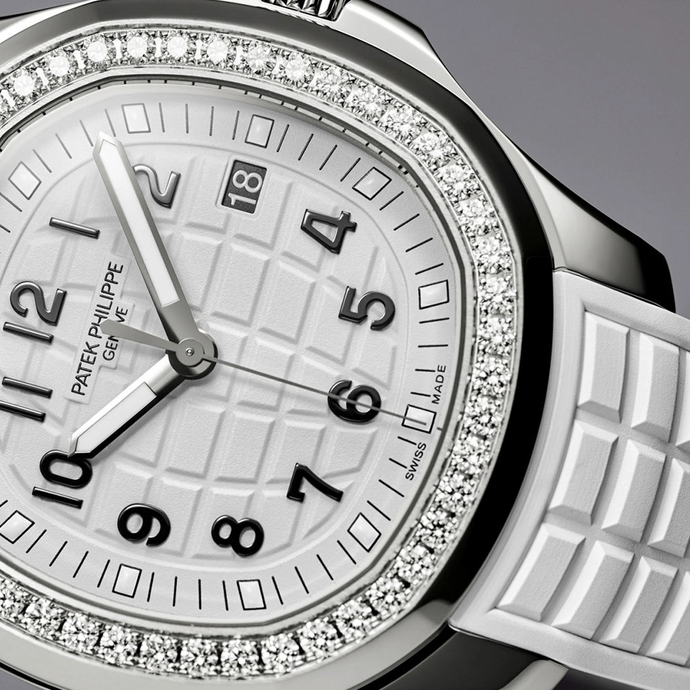 Aquanaut Luce 38.8mm Steel Matte White Dial Diamond Set Strap Watch