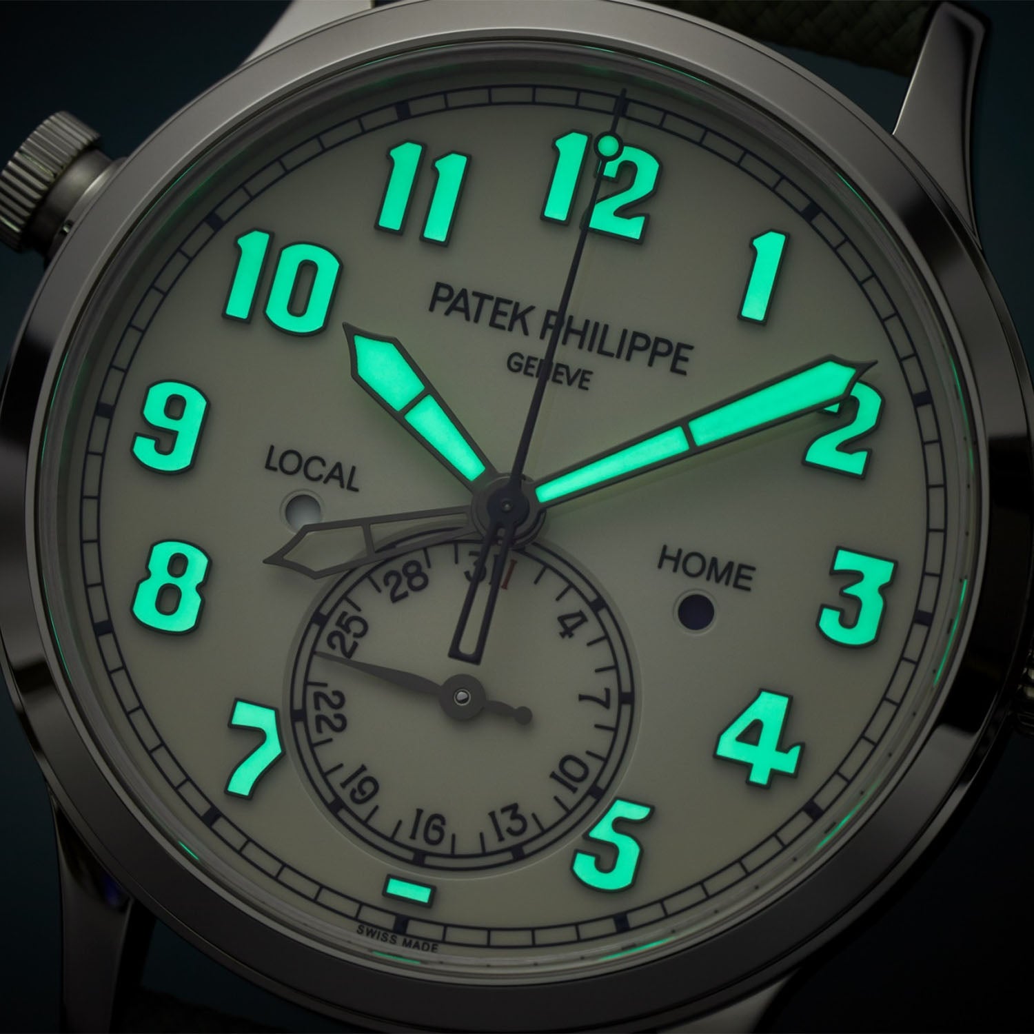 Calatrava Pilot Travel Time 42mm 18ct White Gold Ivory Dial Watch