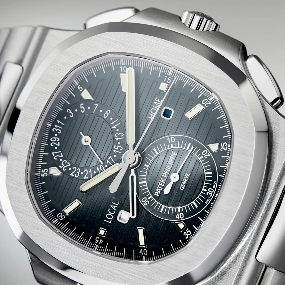 Nautilus Flyback Chronograph Travel Time Steel Bracelet Watch