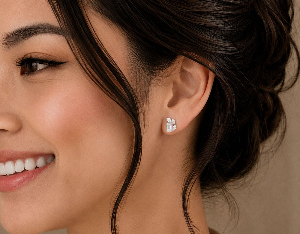 Luxury Stud Earrings in Gold and Diamonds