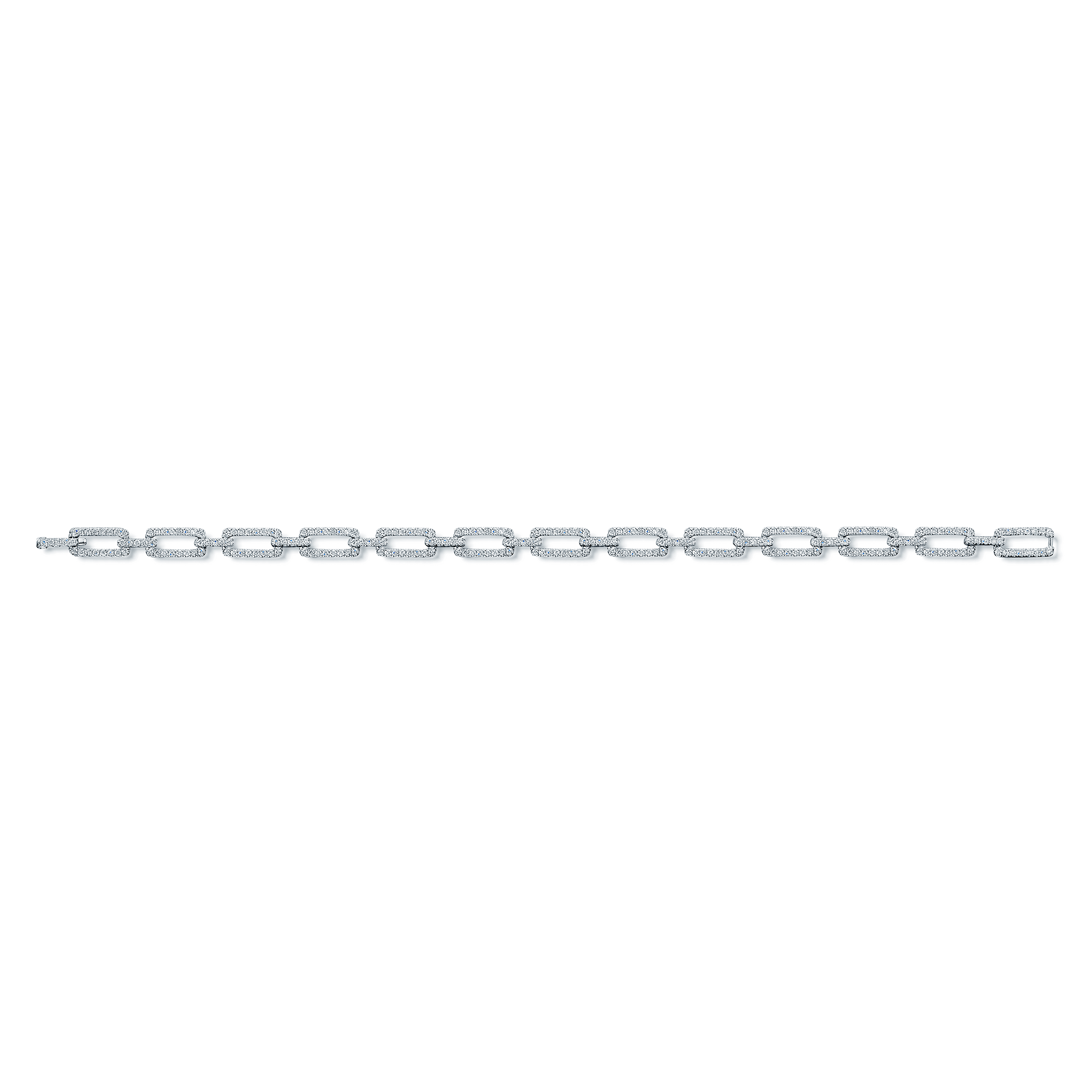 18ct White Gold Diamond Open Rectangle Link Bracelet