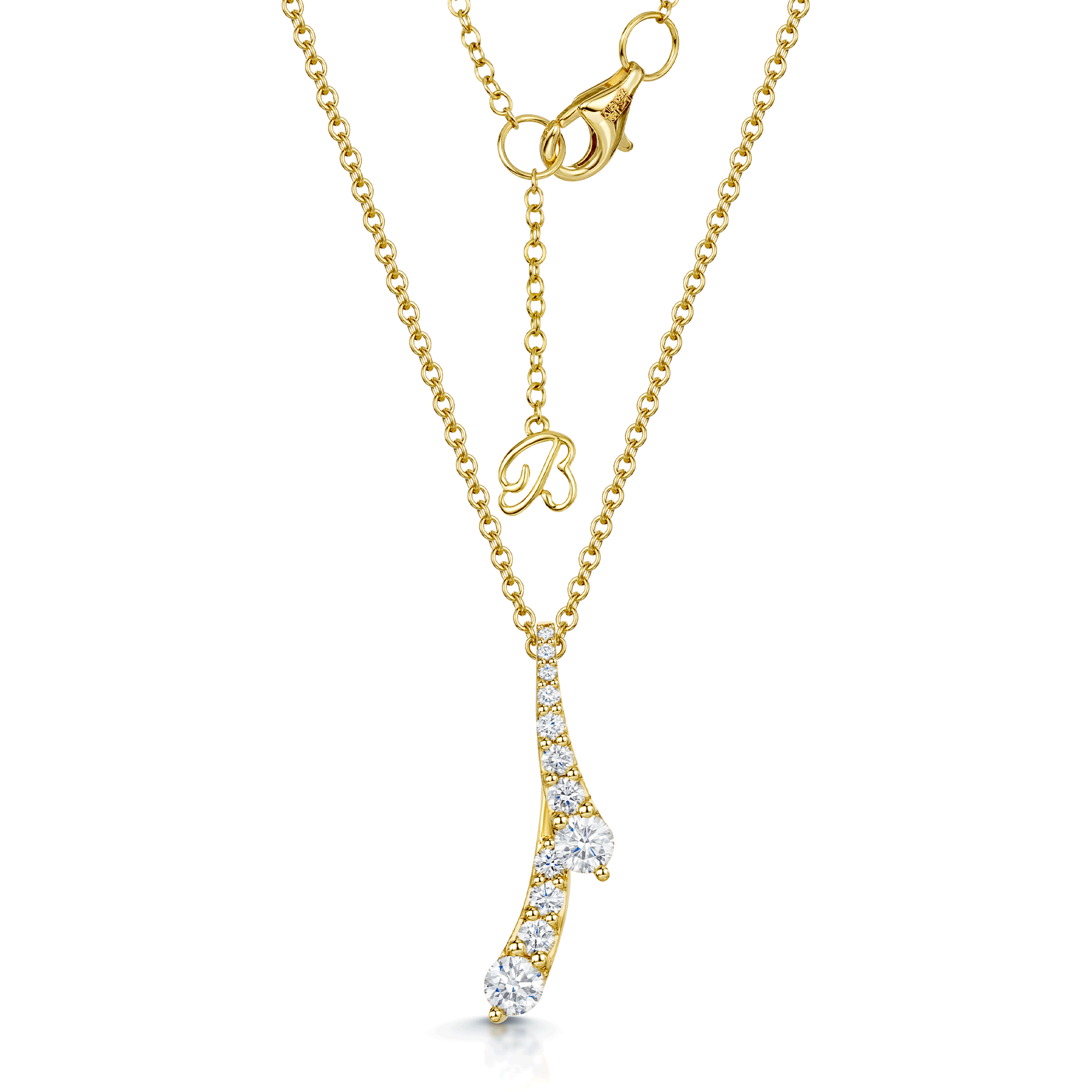 Berry's OPEIA Nova Collection 18ct Yellow Gold Round Brilliant Cut Double Drop Pendant