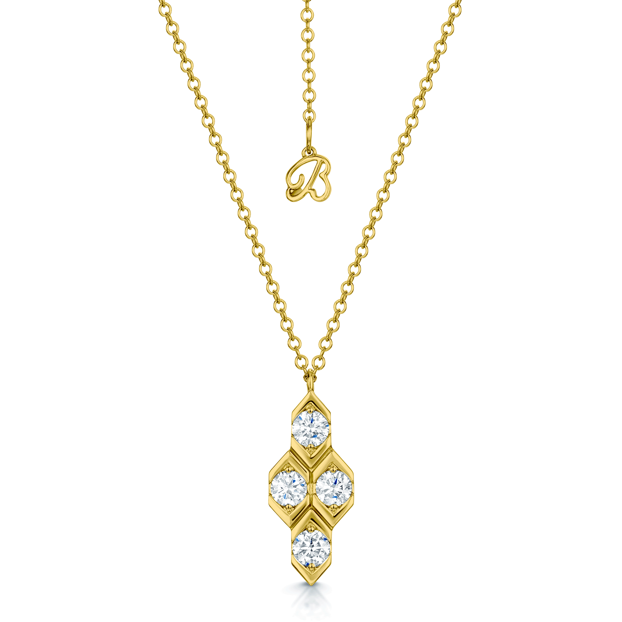 Nouveau Collection 18ct Yellow Gold Four Diamond Drop Pendant