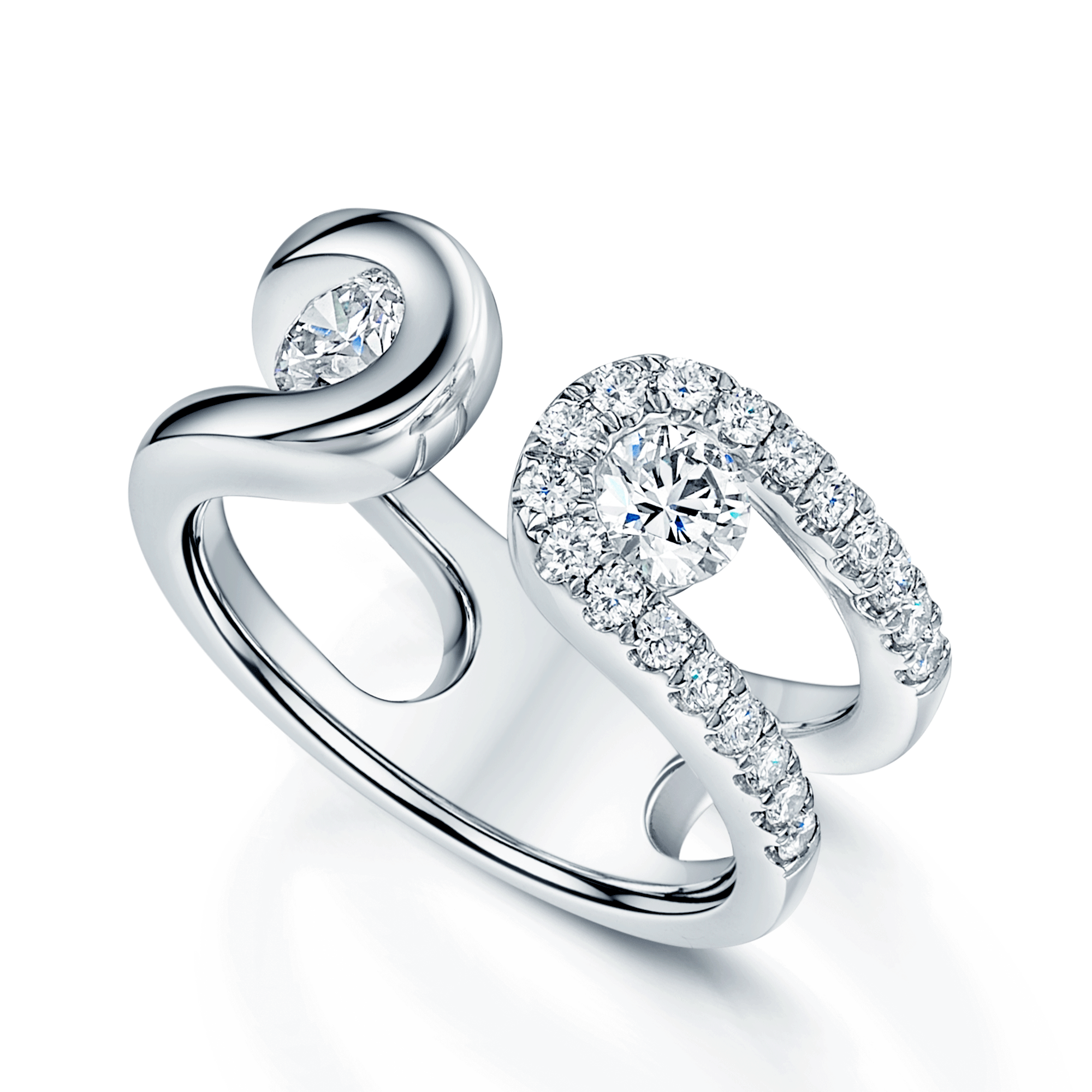 Verve Collection Platinum GIA Certified Round Brilliant Cut Pave Set Diamond Dress Ring