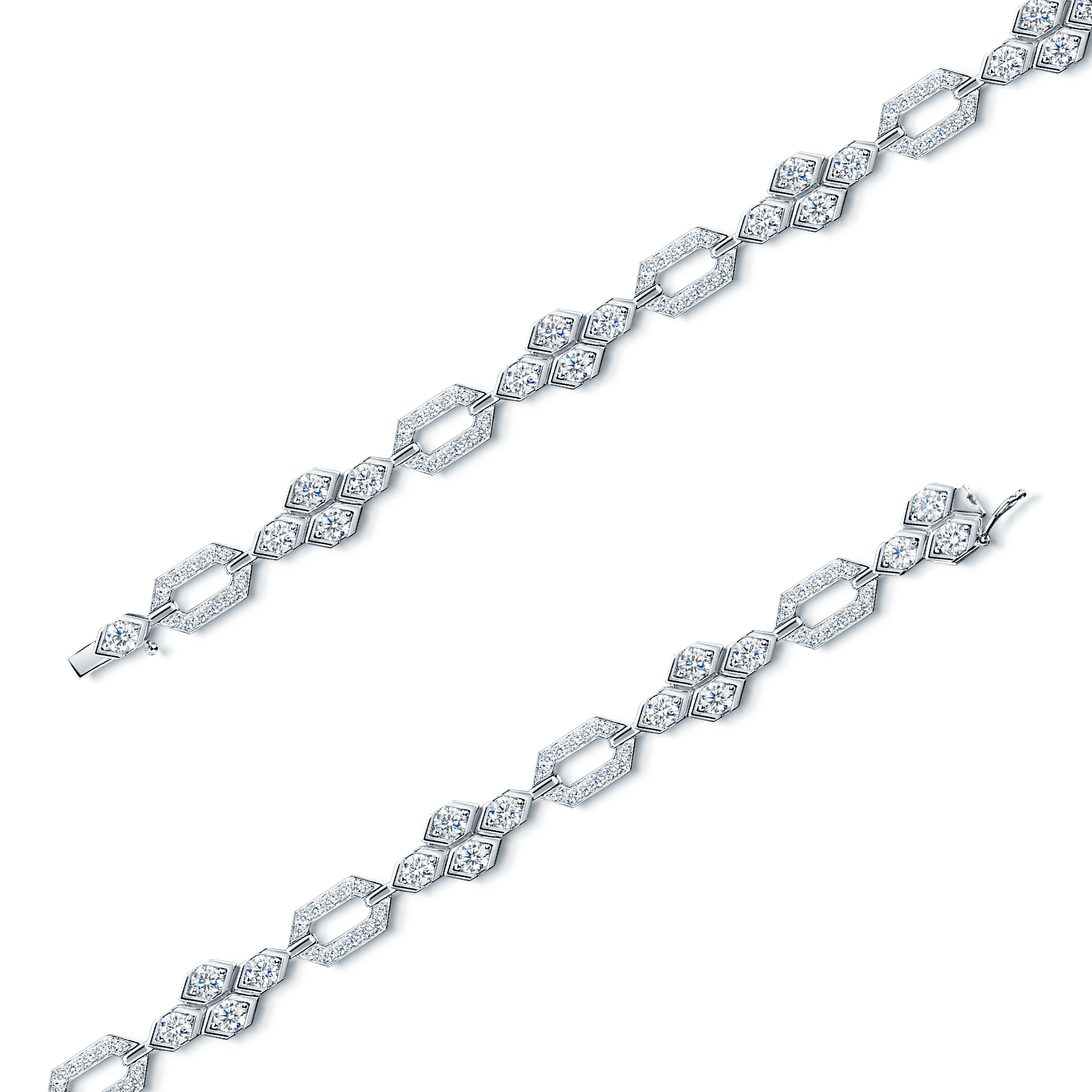 Nouveau Collection 18ct White Gold Full Diamond Line Bracelet