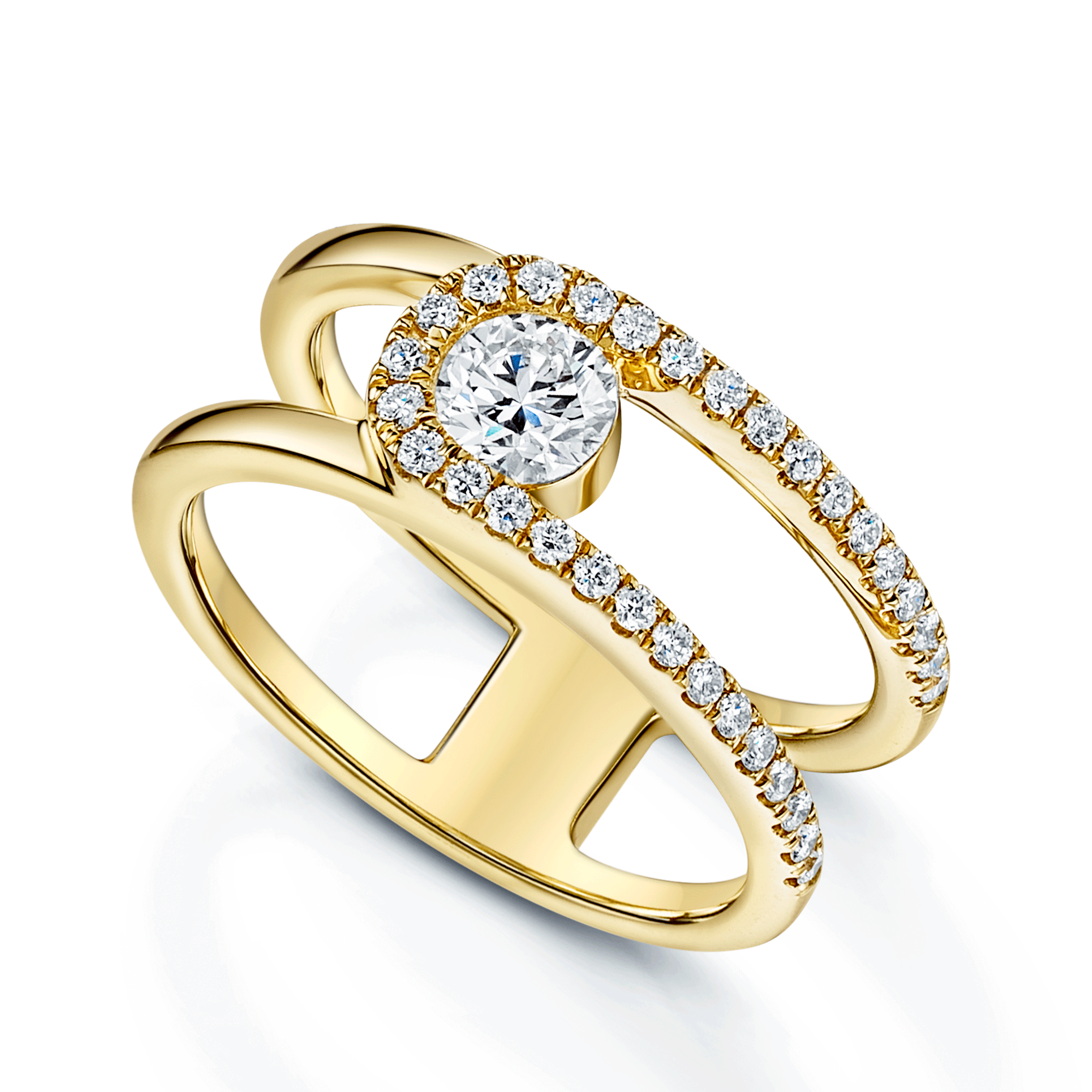 Verve Collection 18ct Yellow Gold GIA Certified Round Brilliant Cut Diamond Dress Ring