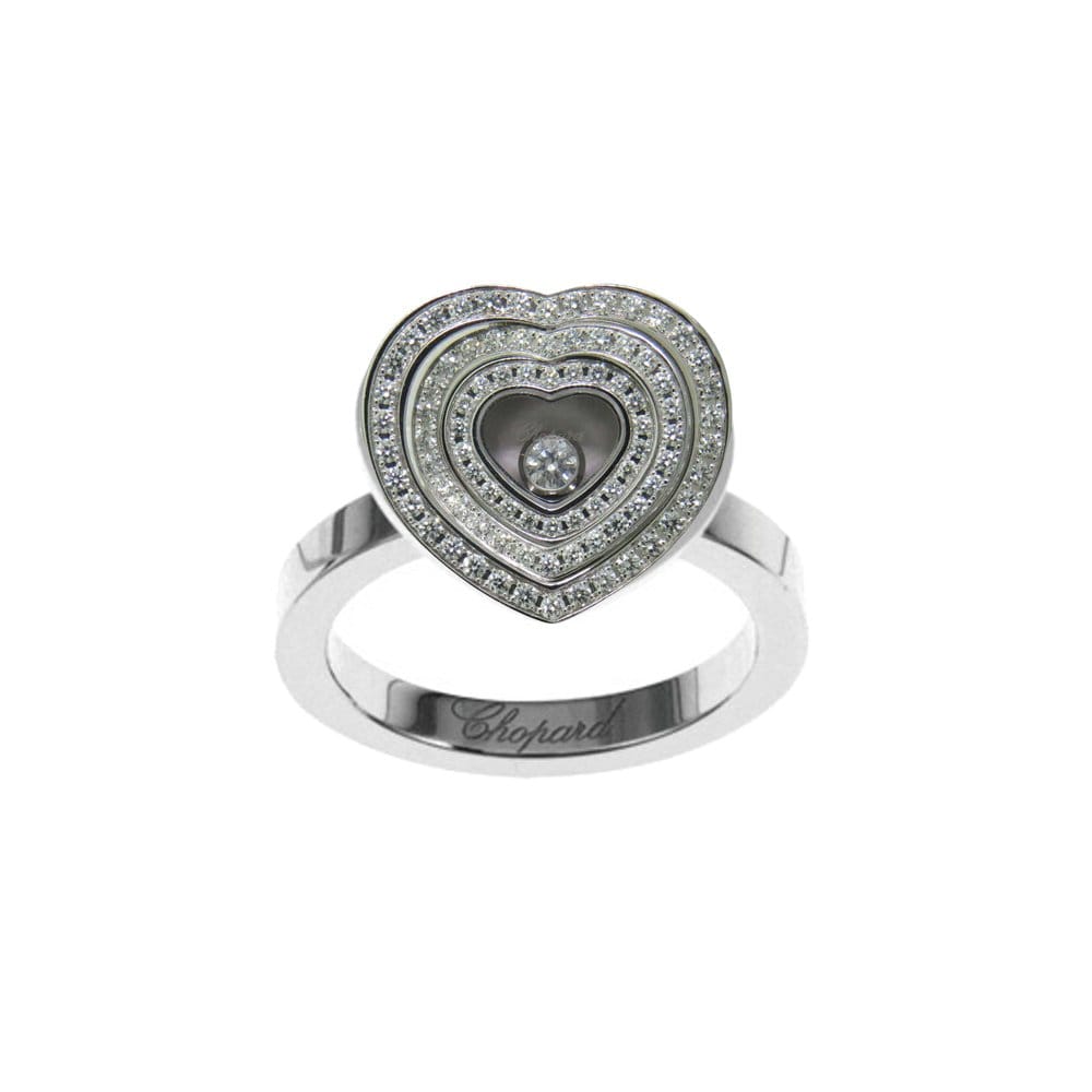 18ct White Gold Heart Shaped Pave Diamond Happy Spirit Ring