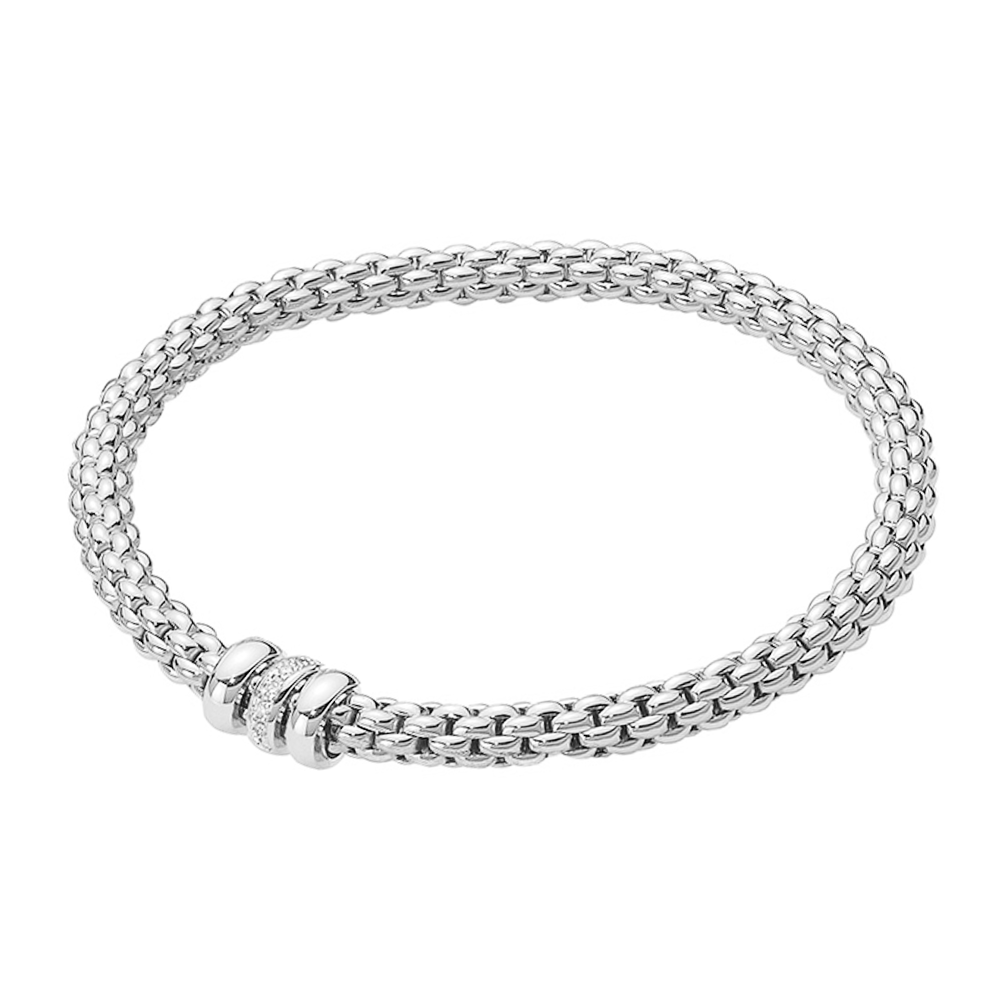 Solo 18ct White Gold Bracelet With Diamond Set And Plain Rondels