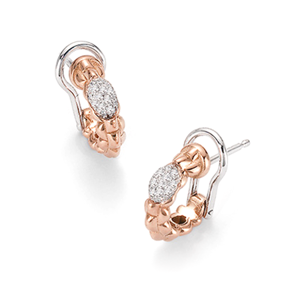 Eka Tiny 18ct Rose Gold Diamond Set Half Hoop Earrings