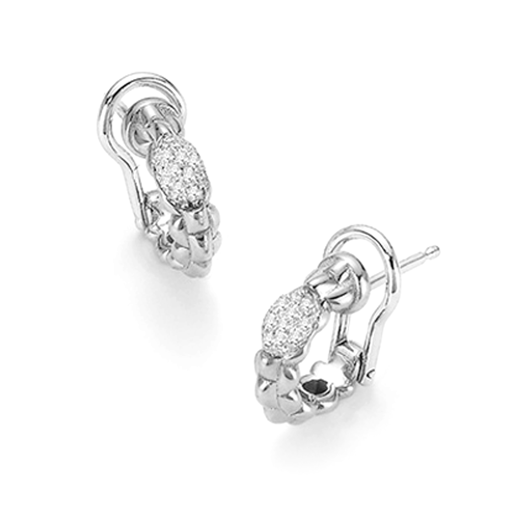 Eka 18ct White Gold Diamond Set Half Hoop Earrings