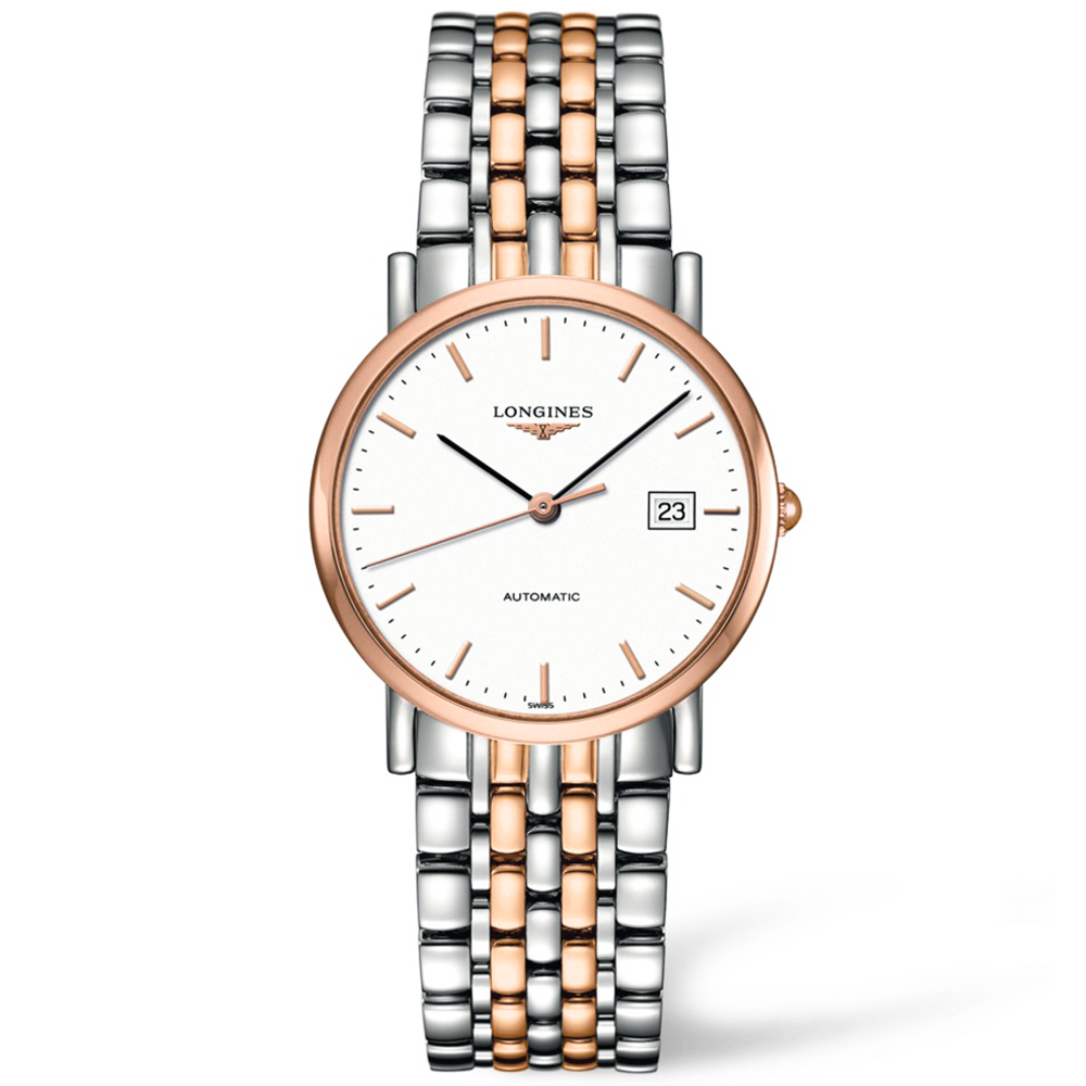 Elegant 34.5mm White Index Dial Two-Tone Automatic Watch