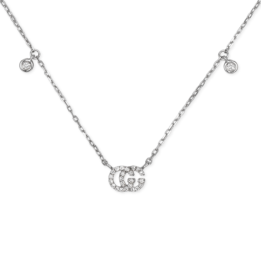 GG Running 18ct White Gold Diamond Necklace