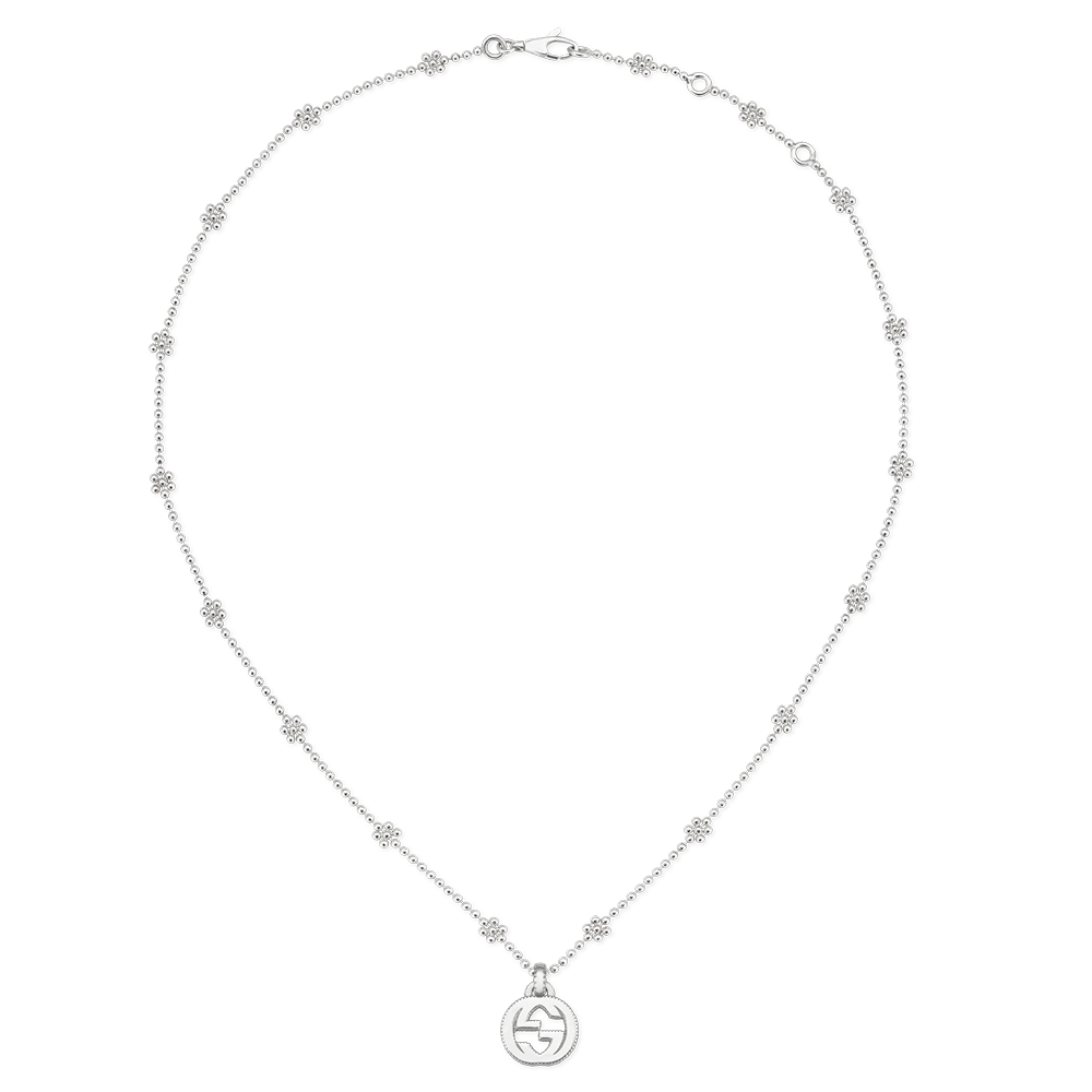 Interlocking Sterling Silver Flower Link Necklace