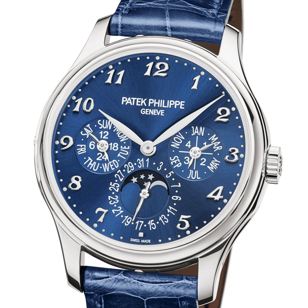 Grand Complication Perpetual Calendar 39mm 18ct White Gold Blue Dial Men's Strap Watch