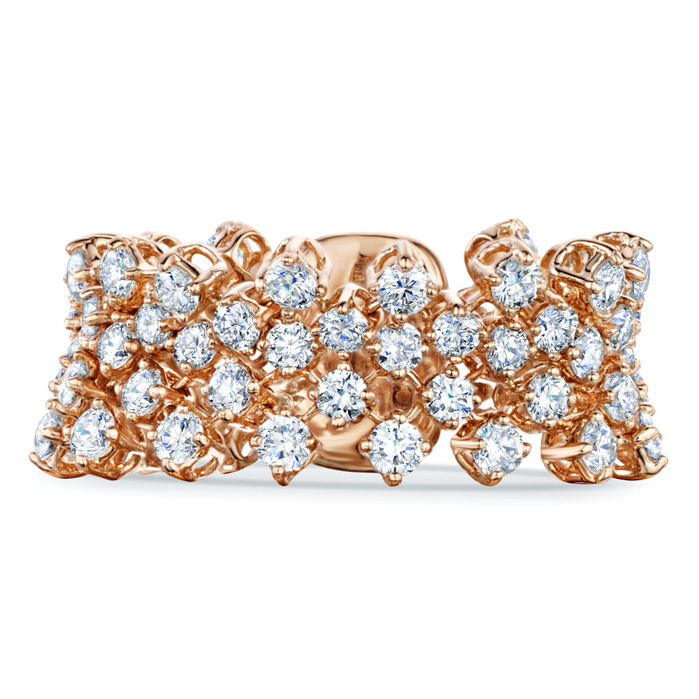 18ct Rose Gold Lace Design Diamond Set Dress Ring