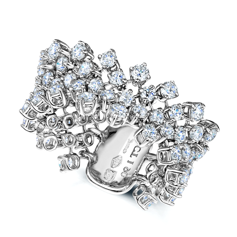 18ct White Gold Lace Design Diamond Set Dress Ring