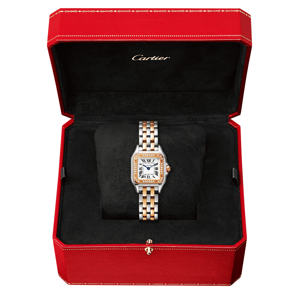 Panthère de Cartier Small 18ct Rose Gold & Steel Diamond Bezel Watch