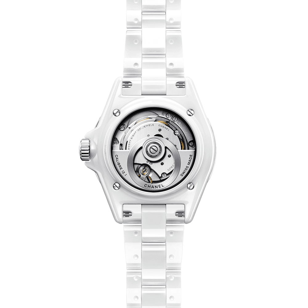 J12 38mm White Ceramic Diamond Dial Automatic Bracelet Watch