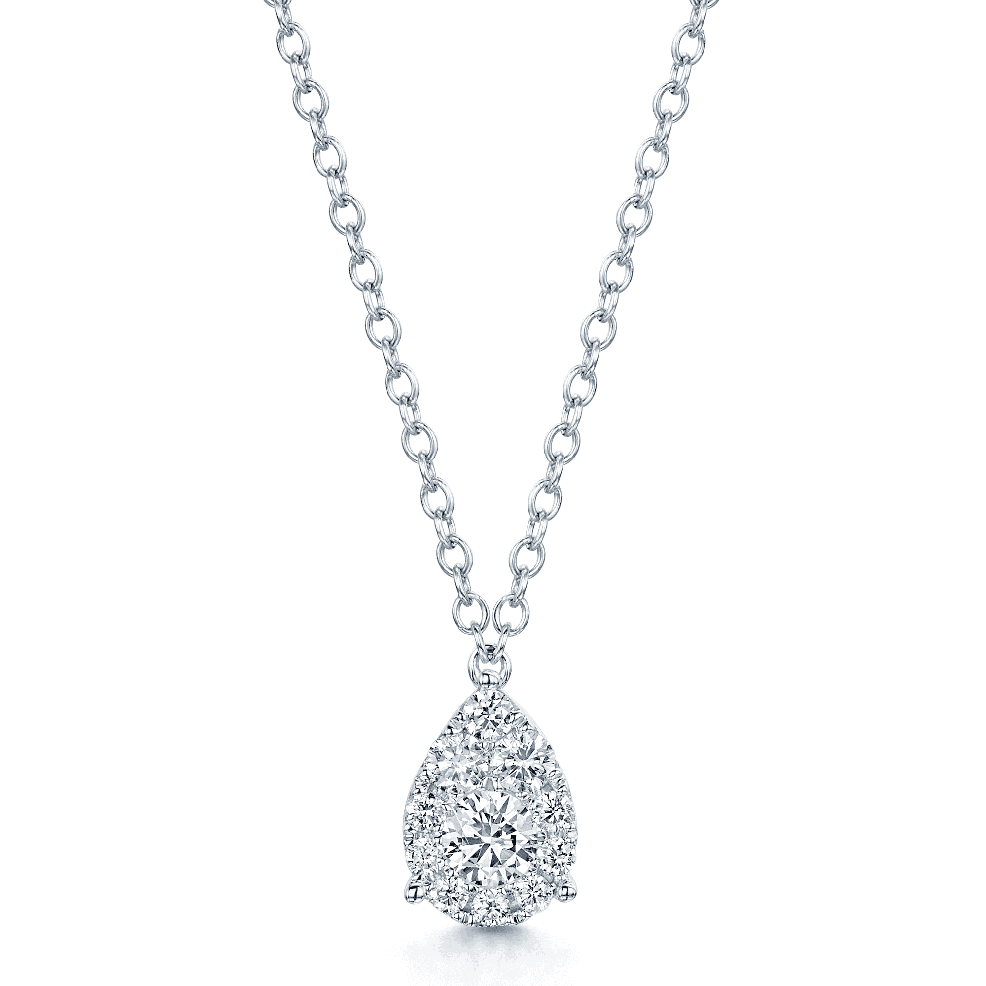 18ct White Gold Pear Shape Diamond Necklace