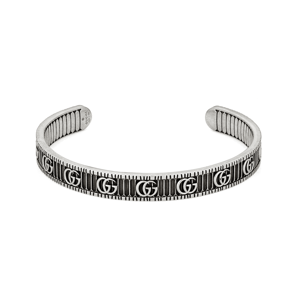 GG Marmont Aged Sterling Silver Double G Motif Bangle