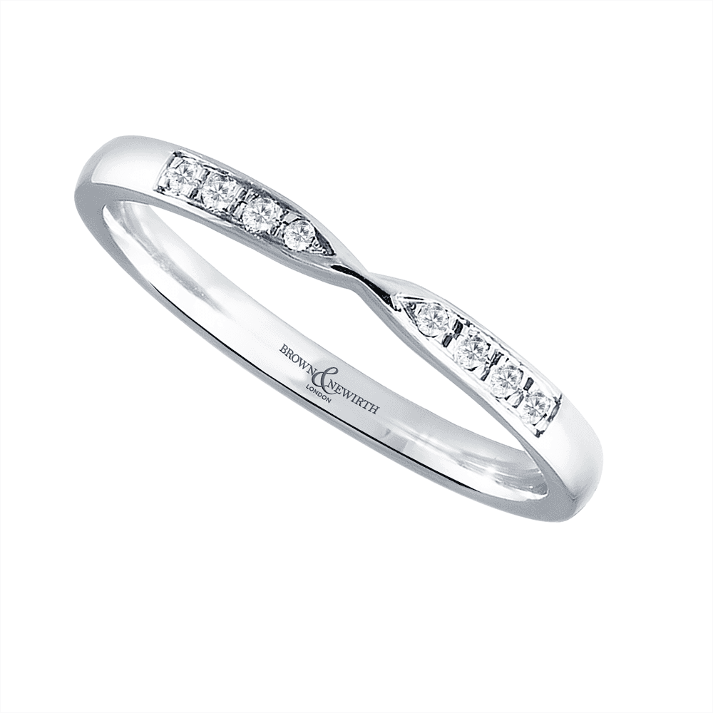 Crescent Diamond Shaped Wedding Ring